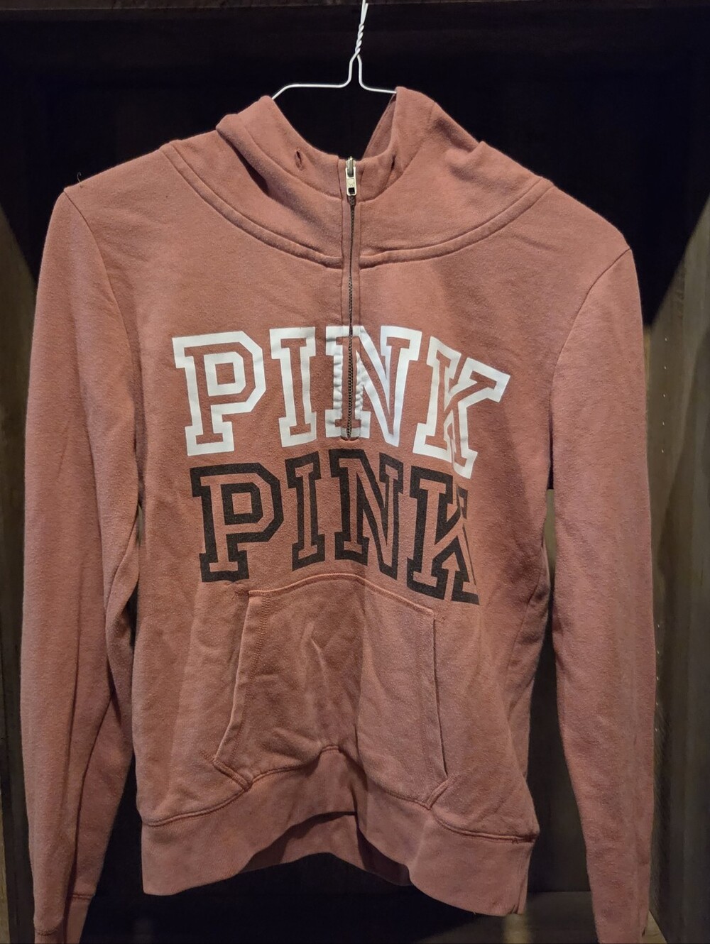 PINK Victoria's Secret Rose Half-Zip Logo Sweatshirt